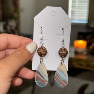 Handmade clay and beaded earrings! Nickel-free Silver hooks !